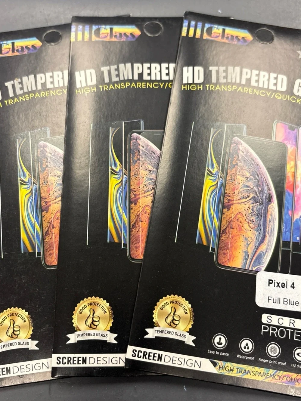 3 Pack Tempered Glass Screen Protector for Pixel 4 - Full Blue